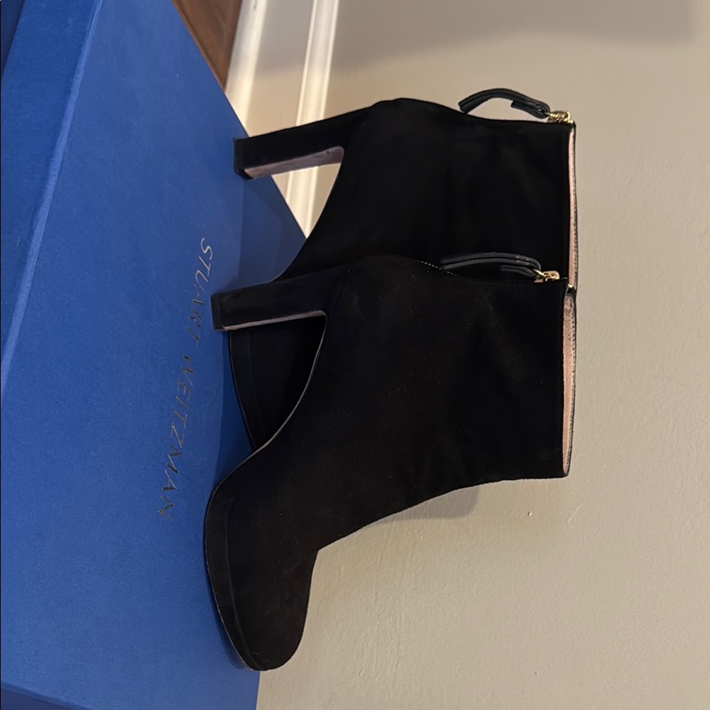 Stuart Weitzman Delphine Black Heeled Boots
